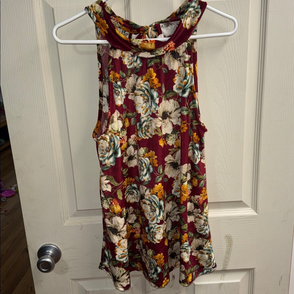 Peach Love California Multicolor Velvet Floral Top